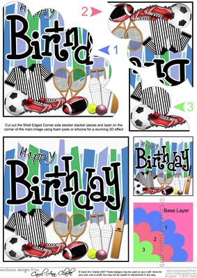 Birthday Sports N Games Shell Edged Corner Side Stacker