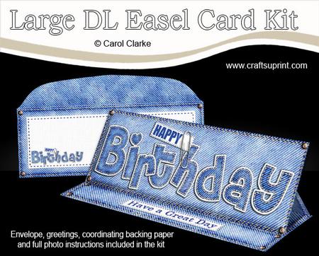 Large Dl Denim Birthday Easel Card Kit N Envelope