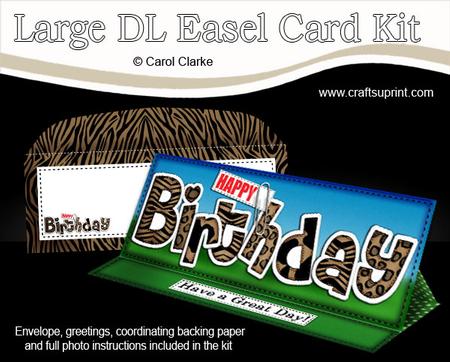 Large Dl Happy Birthday Animal Easel Card Kit N Envelope