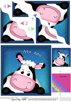 Milly Moo Cow Wavy Corner Side Stacker Topper