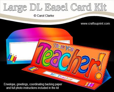 Large Dl Thank You Teacher Easel Card Kit N Envelope