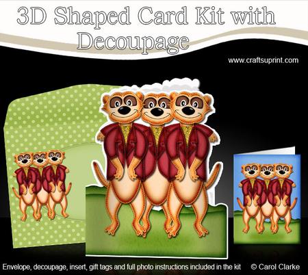 3D Meerkats Shaped Card with Decoupage