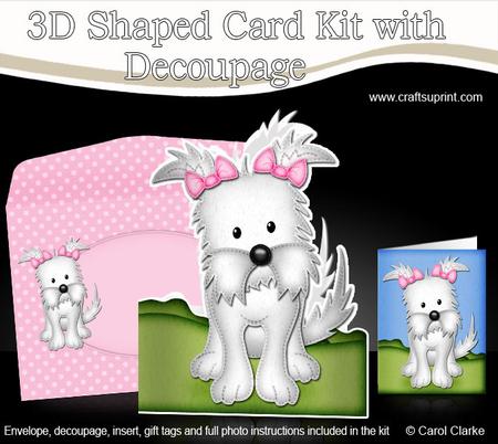 3D Jess Westie Dog Shaped Card with Decoupage