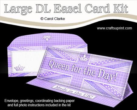 Large Dl Uk Shabby Flag Queen for the Day! Easel Card Kit N