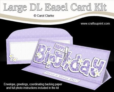 Large Dl Birthday Flowers Easel Card Kit N Envelope