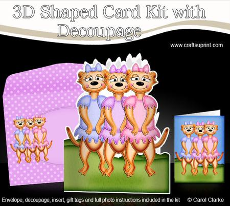 3D Meerkats Shaped Card with Decoupage