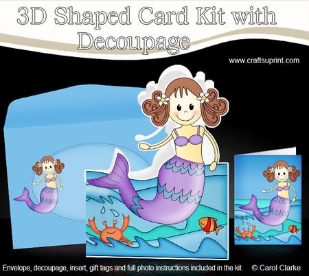 Melody Mermaid Shaped Card with Decoupage
