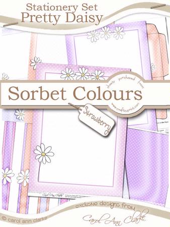 Pretty Daisy Stationery Set in Sorbet Strawberry Colours