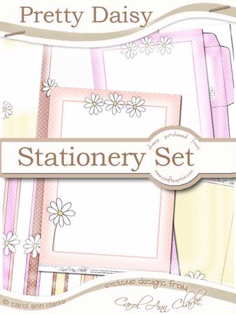 Pretty Daisy Stationery Set in Sorbet Chocolate Orange Colours