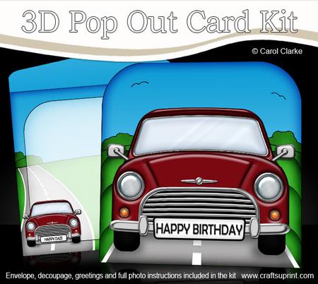 3D Mini Car Transport Pop Out Card Kit