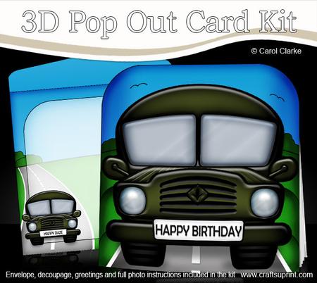 3D Army Truck Pop Out Card Kit