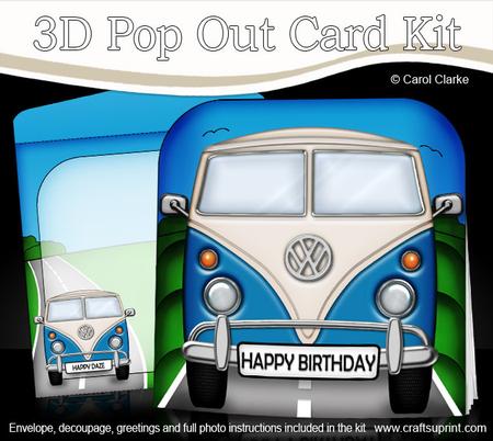 3D Camper Van Pop Out Card Kit