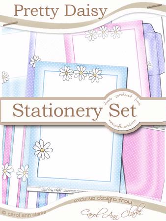 Pretty Daisy Stationery Set in Sorbet Blueberry Colours