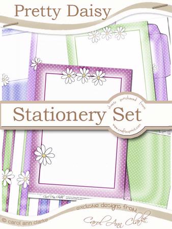 Pretty Daisy Stationery Set in Sorbet Raspberry Colours