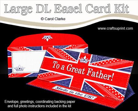 Large Dl Uk Shabby Flag Great Father Easel Card N Envelope