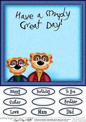 Meerkats Matching 8 x 8 Insert Panel and Greetings