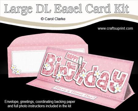 Large Dl Birthday Flowers Easel Card Kit N Envelope