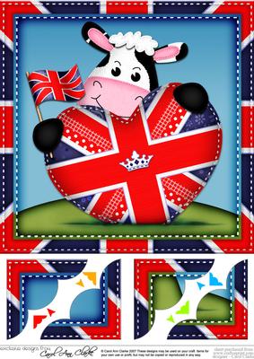 8x8 Milly Moo's Union Jack Flag Heart Scalloped Topper