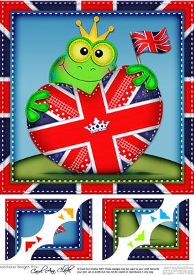 8x8 Freddy Frog's Union Jack Flag Heart Scalloped Topper