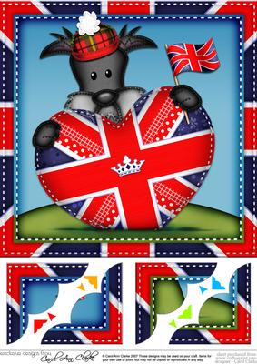 8x8 Hamish Dog's Union Jack Flag Heart Scalloped Topper