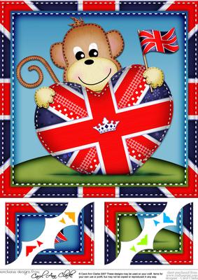8x8 Chunky Monkey's Union Jack Flag Heart Scalloped Topper