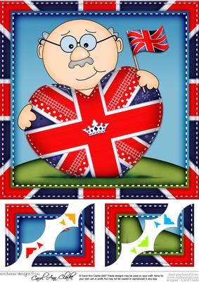 8x8 Old Man Bert's Union Jack Flag Heart Scalloped Topper