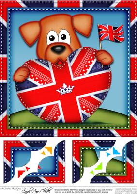 8x8 Rusty Dog's Union Jack Flag Heart Scalloped Topper