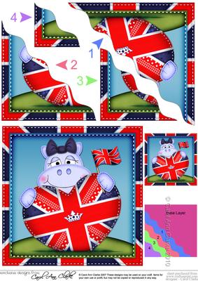 Hilda Hippo's Union Jack Flag Heart Wavy Corner Side Stacker