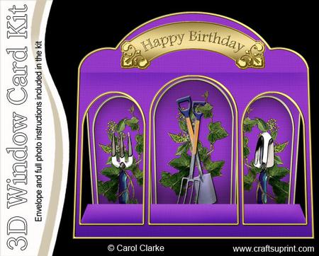 3D Gardening Window Card Kit with Decoupage N Envelope