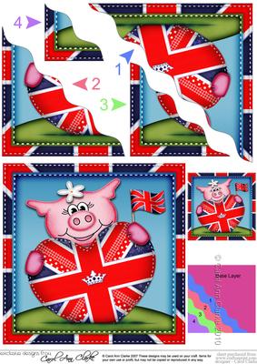 Zoe Piggy's Union Jack Flag Heart Wavy Corner Side Stacker