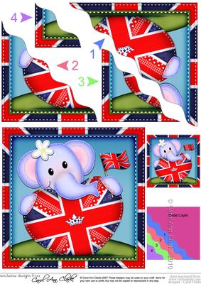 Lola Elephant's Union Jack Flag Heart Wavy Corner Stacker