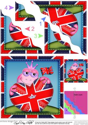 Freya Frog's Union Jack Flag Heart Wavy Corner Stacker