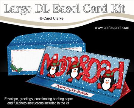 Large Dl Merry Christmas Mom N Dad Easel Card Kit
