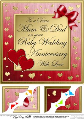8 x 8 Mum and Dad Ruby Wedding Anniversary Topper