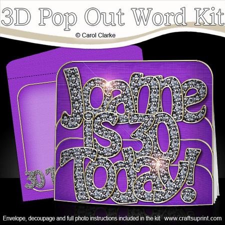 3D Joanne is 30 with Bling Pop Out Word Card Kit
