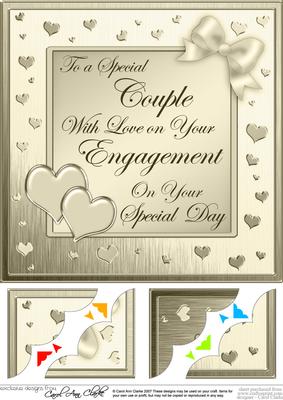 8 x 8 Elegant Romantic Engagement Scalloped Corner Topper