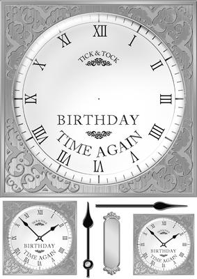 8 x 8 Birthday Clock Topper with 3D Decoupage Hands