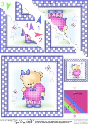 Hunney Bear Rosies Heart - Scalloped Corner Stacker