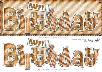 Large Dl Happy Birthday Denim Felties Quick Card N 3D Decoup