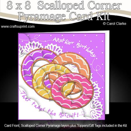 8 x 8 Iced Party Rings Biscuit Birthday Scalloped Corner Kit