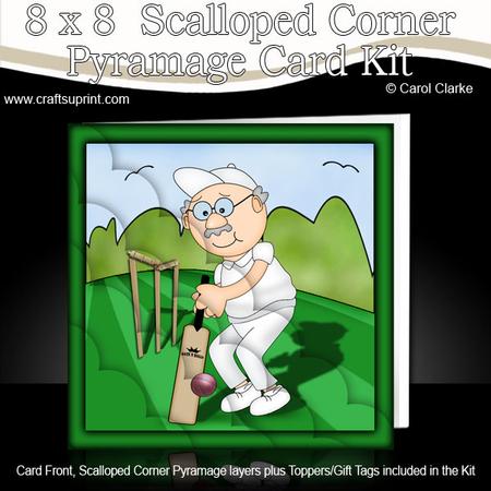 8 x 8 Bert Plays Cricket Scalloped Corner Kit