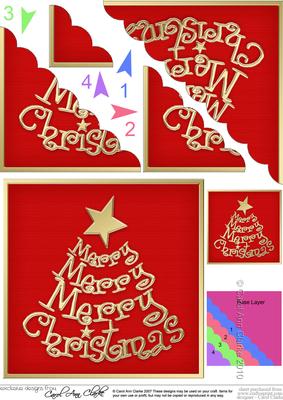 Merry Christmas Tree Scallop Corner Side Stacker Topper