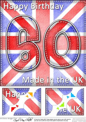 8 x 8 Flying the Flag Uk 60th Birthday Scalloped Topper