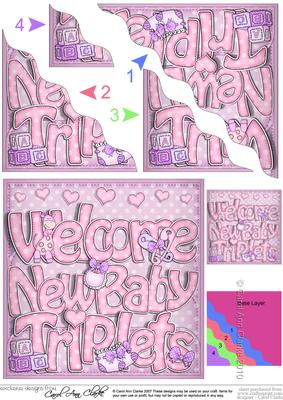 New Baby Triplets Wavy Corner Side Stacker Topper