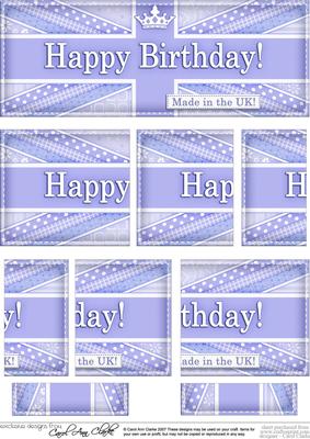 Uk Shabby Flag Happy Birthday Dl Side Stacker Topper
