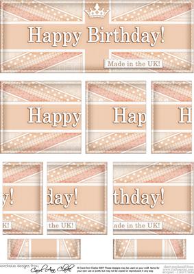 Uk Shabby Flag Happy Birthday Dl Side Stacker Topper