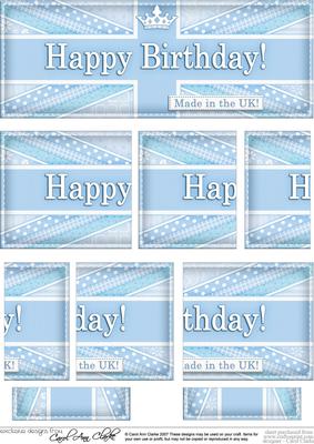 Uk Shabby Flag Happy Birthday Dl Side Stacker Topper