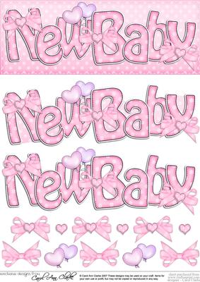 New Baby Girl Dl Quick Card Topper and 3D Decoupage