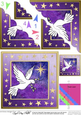 Xmas Dove Scallop Corner Side Stacker Topper