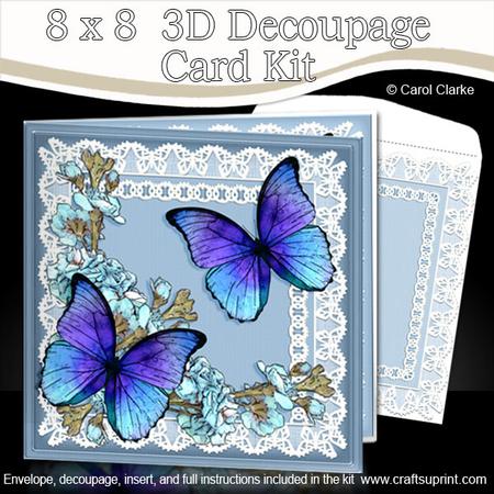8 x 8 Butterflies Flowers N Lace Kit with 3D Decoupage